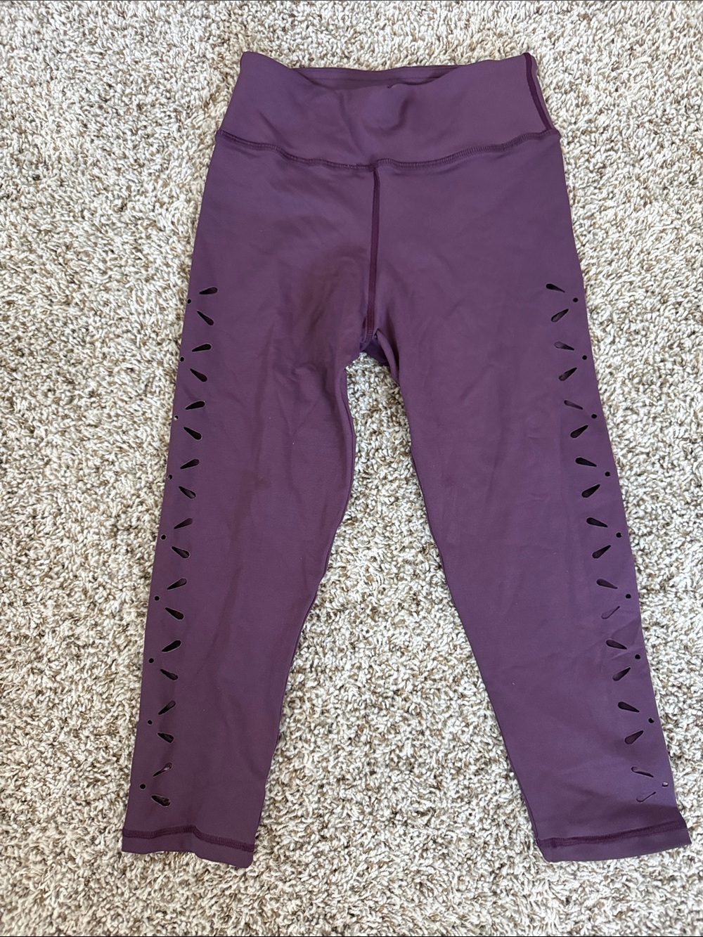 High-Rise Plum Laser-Cut Active Leggings